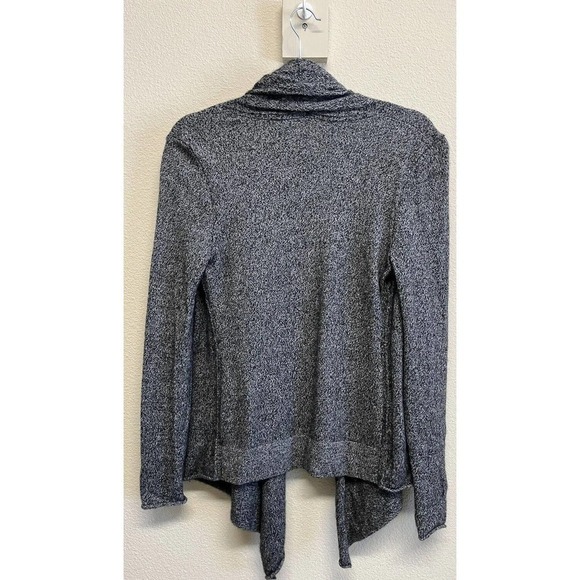 AQUA Drape Front 100% Cashmere Cardigan Sz S Sweater Black White Twist - Picture 4 of 11